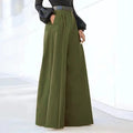 Pantalon Large Lin Femme Palazzo - Pantalon Large Fluide Taille Haute Été Baggy Confortable Imprimé ou Uni