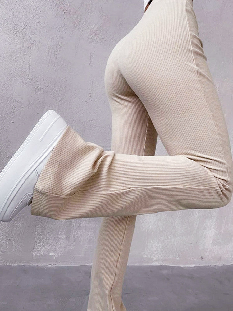 Pantalon Décontracté Femme Taille Haute Slim Stretch