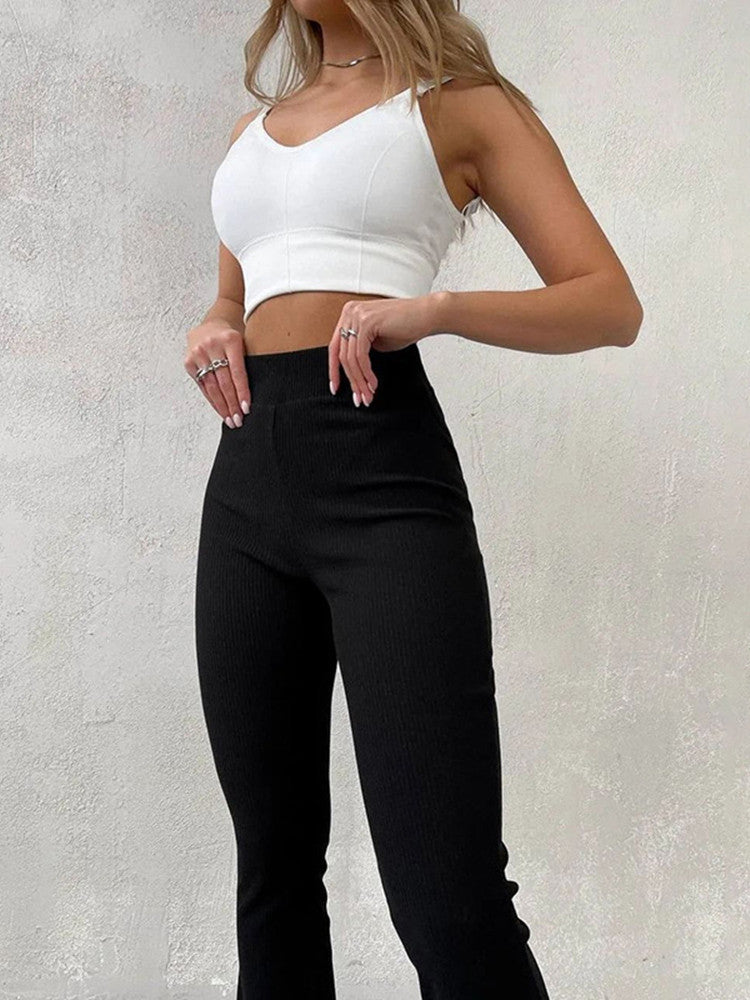 Pantalon Décontracté Femme Taille Haute Slim Stretch