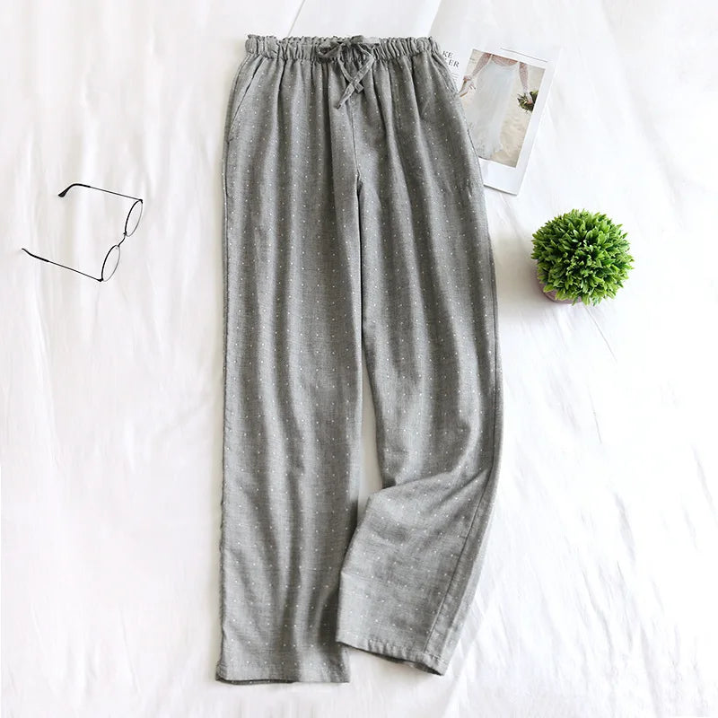 Pantalon Pyjama Femme Coton - Pantalon Large Fluide Gaze Coton Pyjama Été Confortable Lounge Wear Home Pants