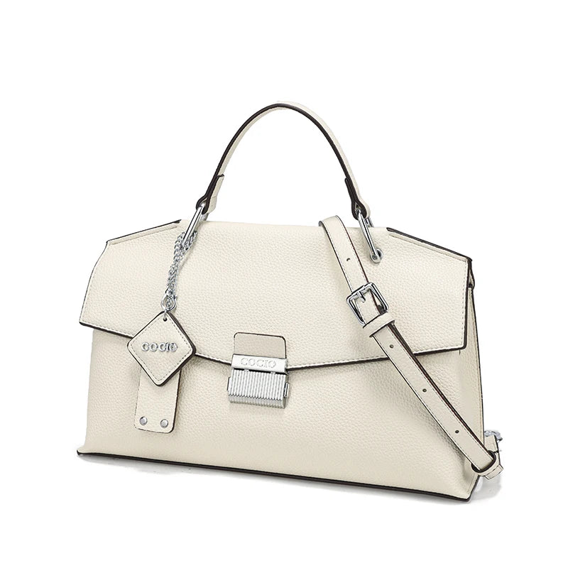 Sac à Main Femme Flap - Sac Bandoulière Épaule Cuir PU Blanc Crème, Style Structuré Daily Party Chic