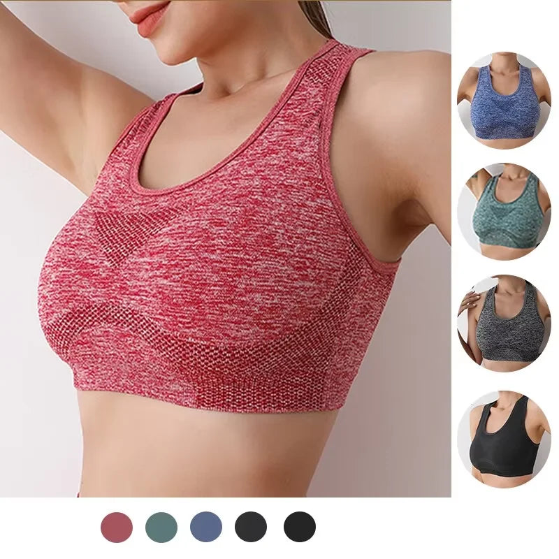 Brassière Sport Push Up Femme - Soutien-Gorge Respirant Yoga Fitness Course, Maintien Moyen, 90% Nylon