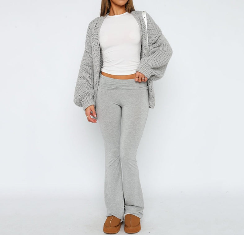 Pantalon noir taille haute slim pour femmes
