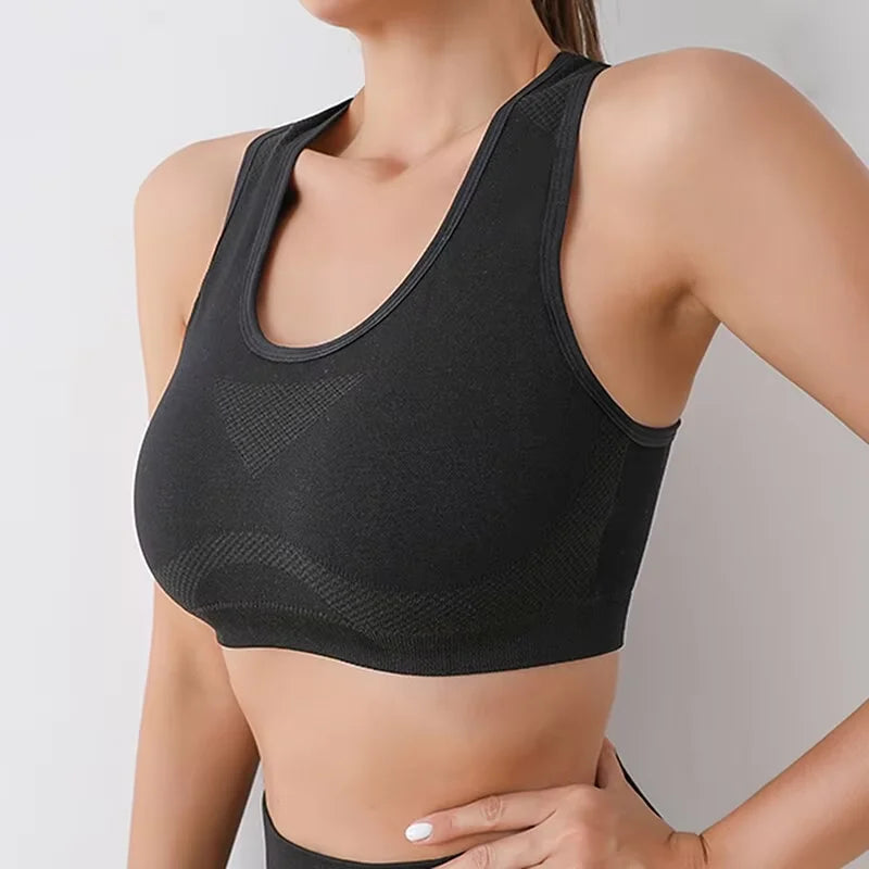 Brassière Sport Push Up Femme - Soutien-Gorge Respirant Yoga Fitness Course, Maintien Moyen, 90% Nylon
