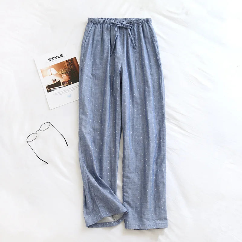 Pantalon Pyjama Femme Coton - Pantalon Large Fluide Gaze Coton Pyjama Été Confortable Lounge Wear Home Pants