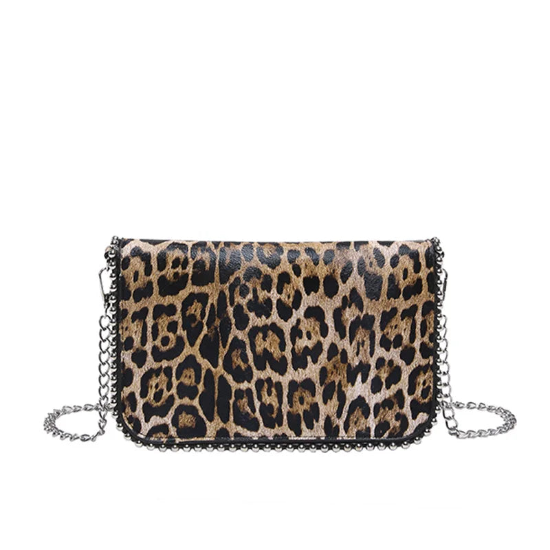 Sac Crossbody Femme - Sac Téléphone Chaîne Épaule Messenger Bag Flip Vintage Y2K Travel Chic Leopard