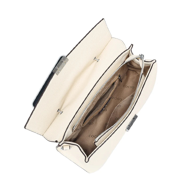 Sac à Main Femme Flap - Sac Bandoulière Épaule Cuir PU Blanc Crème, Style Structuré Daily Party Chic