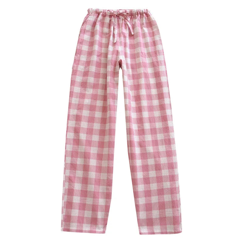 Pantalon Pyjama Femme Coton - Pantalon Large Fluide Gaze Coton Pyjama Été Confortable Lounge Wear Home Pants
