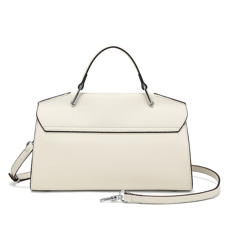 Sac à Main Femme Flap - Sac Bandoulière Épaule Cuir PU Blanc Crème, Style Structuré Daily Party Chic
