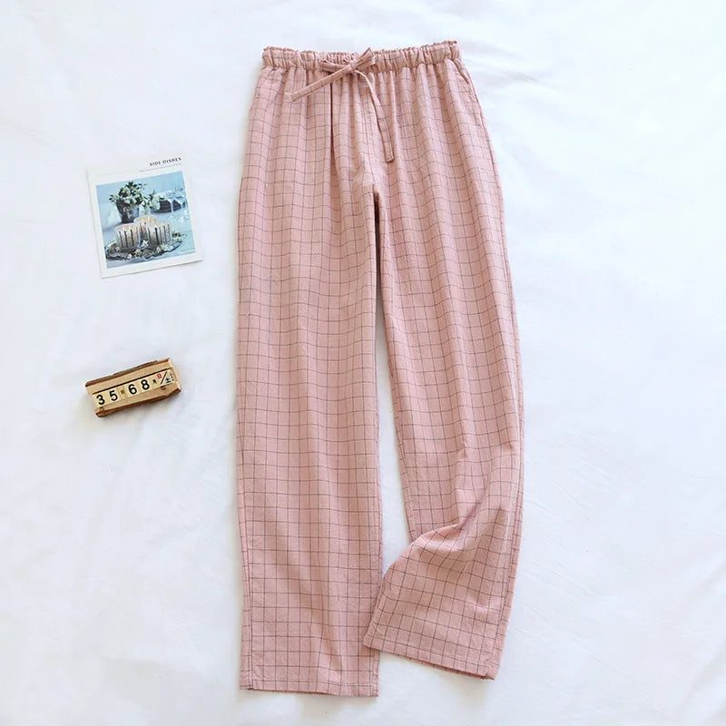 Pantalon Pyjama Femme Coton - Pantalon Large Fluide Gaze Coton Pyjama Été Confortable Lounge Wear Home Pants