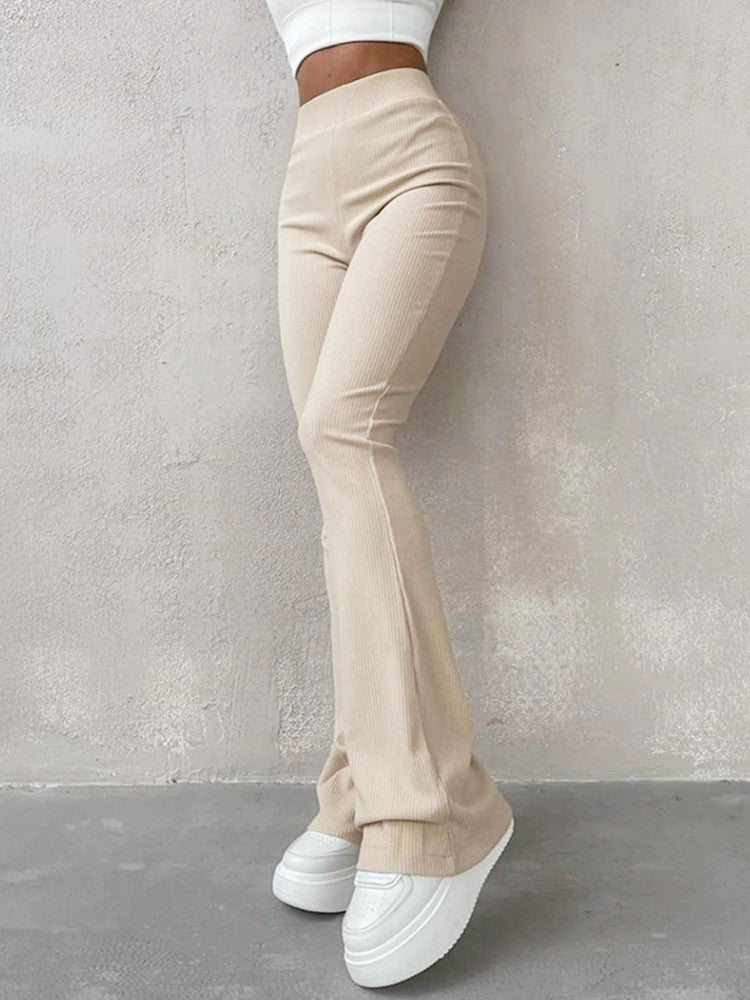 Pantalon Décontracté Femme Taille Haute Slim Stretch
