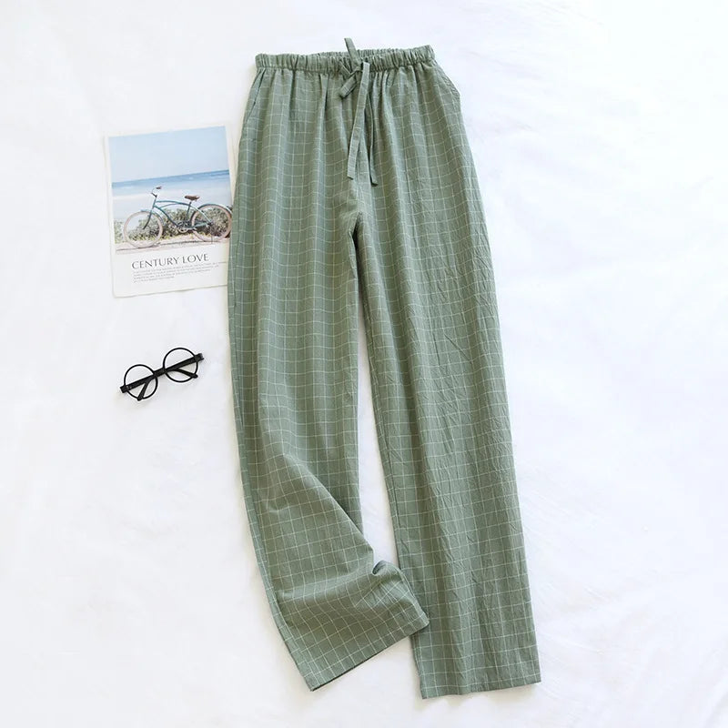 Pantalon Pyjama Femme Coton - Pantalon Large Fluide Gaze Coton Pyjama Été Confortable Lounge Wear Home Pants