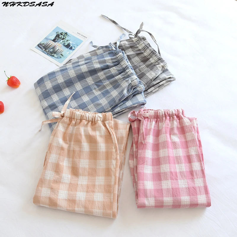 Pantalon Pyjama Femme Coton - Pantalon Large Fluide Gaze Coton Pyjama Été Confortable Lounge Wear Home Pants