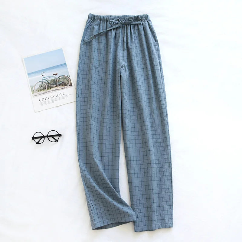 Pantalon Pyjama Femme Coton - Pantalon Large Fluide Gaze Coton Pyjama Été Confortable Lounge Wear Home Pants