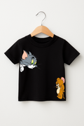 T-Shirt Enfant Tom et Jerry - T-Shirt Garçon Noir Dessin Animé, Manches Courtes, Confortable et Tendance
